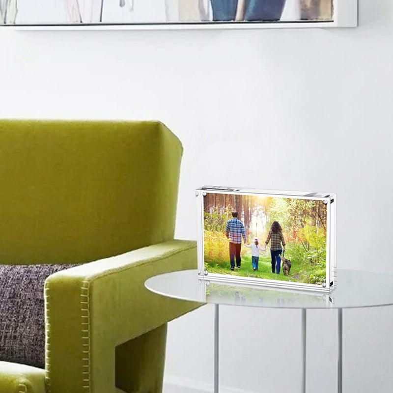 Boxalls 5x7 Inches Acrylic Picture Frame  Double Sided Clear Frameless Photo Frames with Magnetic Desktop Transparent - Image 5